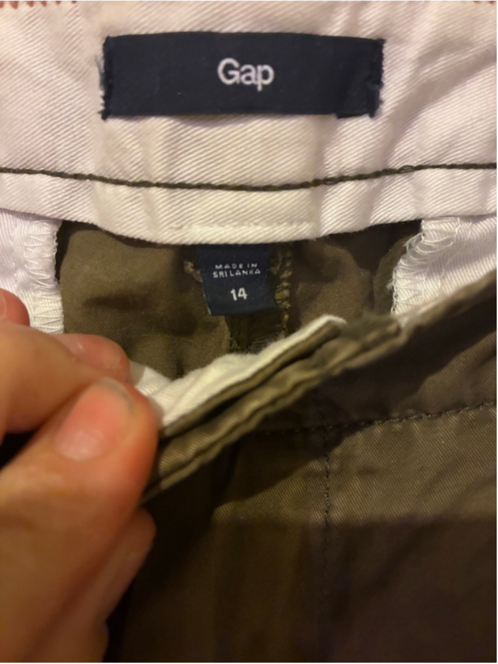 Women's Gap Olive Green Trousers with Black Side Stripe, Size 14 - Picture 4 of 4